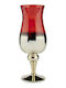 BigBuy Candle Holder Crystal Red/ Gold 13x13x35cm 1pcs