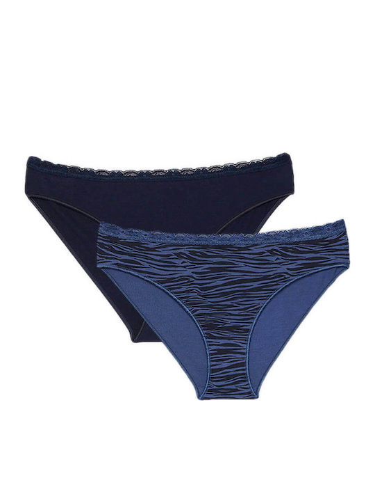 Minerva Fimelle Femei Slip 2Pack Albastru/negru