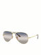 Ray Ban Aviator Metal II Sonnenbrillen mit Gold Rahmen und Hellblau Verlaufsfarbe Linse RB3689 001/GE