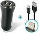 Forever CC-03 Car Charger 2.4A with Ports: 2xUSB with Cable Lightning Black Color