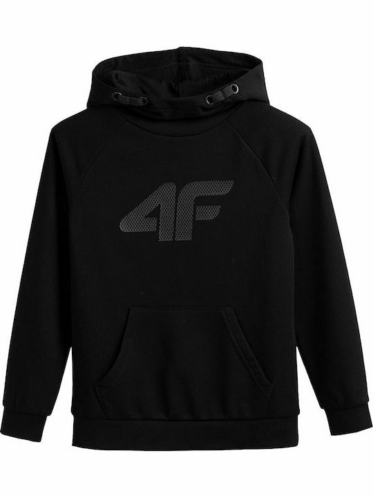 4F Kids Sweatshirt with Hood and Pocket Black