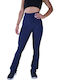 Bodymove Hohe Taille Damen-Sweatpants Ausgestellt Dark Blue