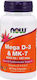 Now Foods Mega D-3 & MK-7 Βιταμίνη για Ενίσχυση του Ανοσοποιητικού & την Υγεία των Οστών 5000iu 180mg 60 φυτικές κάψουλες