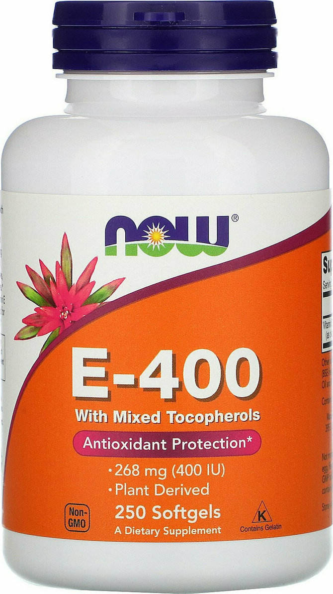 Now Foods E400 Mixed Tocopherols 400iu/268mg 250 μαλακές κάψουλες