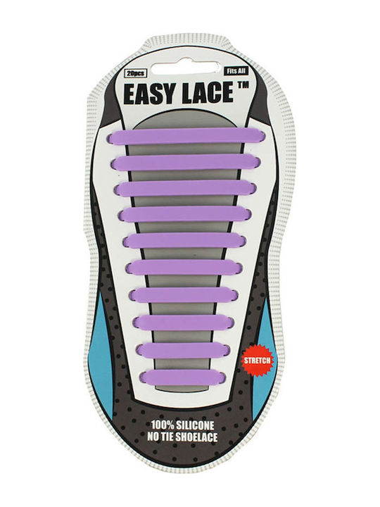 Easy Lace Shoelaces Silicone Purple 20pcs