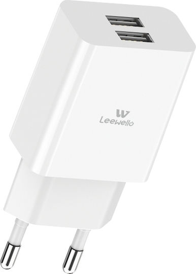 Leewello Încărcător Fără Cablu cu 2 Porturi USB-A Albς (CDQ-097)