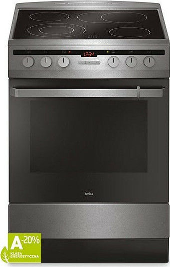Amica 618CE3.434HTaKDQ(Xx) Κουζίνα 65lt με Κεραμικές Εστίες Π60εκ. Inox