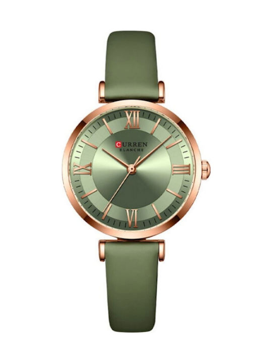 Curren Γυναικείο Ρολόι 32mm Μπαταρίας με Δερμάτινο Λουράκι Lime