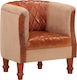 Armchair from Genuine Leather Coffee 60x57x64cm