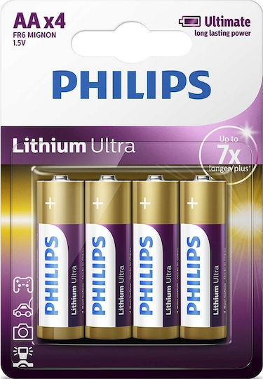 Philips Ultra Μπαταρίες Λιθίου AA 1.5V Μιας Χρήσης (High Performance) 4τμχ