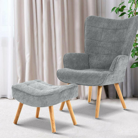 Μπερζέρα με Υποπόδιο Farel 68x76x98cm Γκρι
