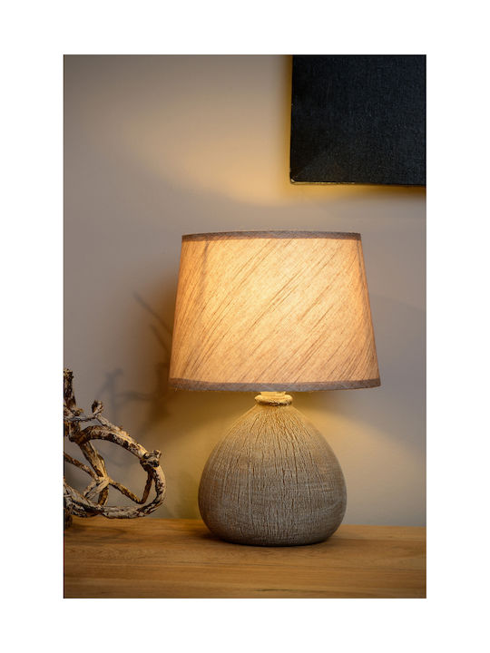 Lucide Lightning Ramzi Ceramic Table Lamp for E14 Fitting with Brown Shade and Base