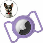 Hurtel Flexible Cover Silicone Pet Collar Case for AirTag Purple