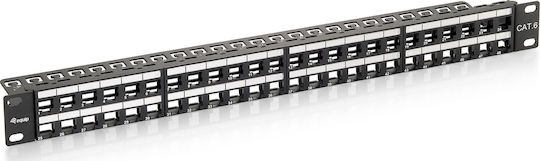 Equip Keystone Patch Panel für Rack 1U 19" 48 Ports cat6 Schwarz