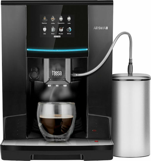 Teesa Aroma 800 Αυτόματη Μηχανή Espresso 1500W Πίεσης 19bar με Μύλο Άλεσης Μαύρη TSA4008