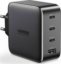 Ugreen Зарядно устройство без кабел с USB-A порт и 3 USB-C порта 100W Доставка на енергия / Бързо зареждане 4+ Черно (CD226)