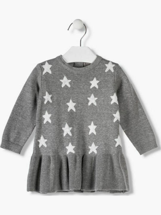 Girls Dress Long Sleeve Knitted Gray