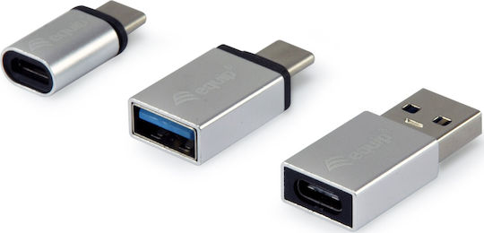 Equip Konverter USB-A / Micro-USB männlich zu USB-A / Micro-USB weiblich Silber 3Stück 133475
