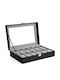 Songmics Wooden Case with transparent lid for 12 watches in Black color JWB12BK