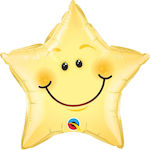 Μπαλόνι Foil Αστέρι Smiley Face Κίτρινο 51εκ.