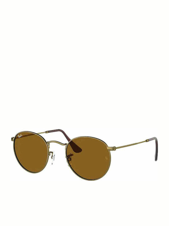 Ray Ban Round Metal Unisex Sunglasses with Gold...