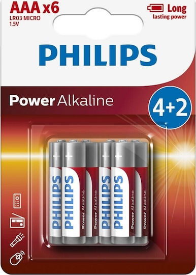 Philips Power Αλκαλικές Μπαταρίες AAA 1.5V 6τμχ