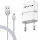 Awei Зарядно с USB-A порт и кабел USB-C Бял (C-...