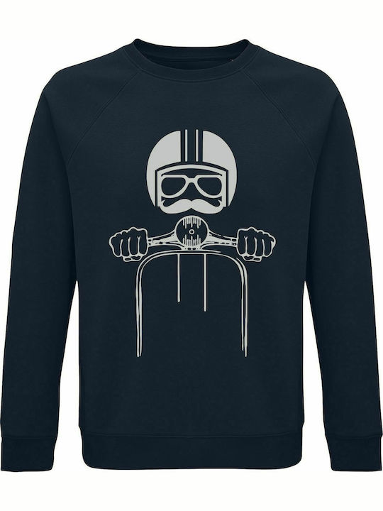 Sweatshirt Unisex, Organic "Vespa rider", French Navy