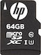 HP HP microSDXC U1 SDHC 64GB Class 10 U1 UHS-I με αντάπτορα