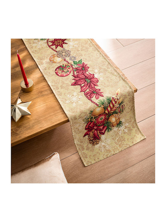 Gofis Home 987 Christmas Fabric Tablecloth Ornament L140xW45cm