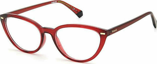 Polaroid Plastic Eyeglass Frame Cat Eye Red PLD D432 C9A