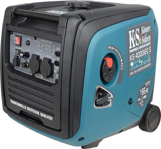 Könner & Söhnen Αθόρυβη Γεννήτρια Βαλιτσάκι Inverter Βενζίνης/Υγραερίου με Χειροκίνητη Μίζα, Ρόδες και Μέγιστη Ισχύ 5kVA