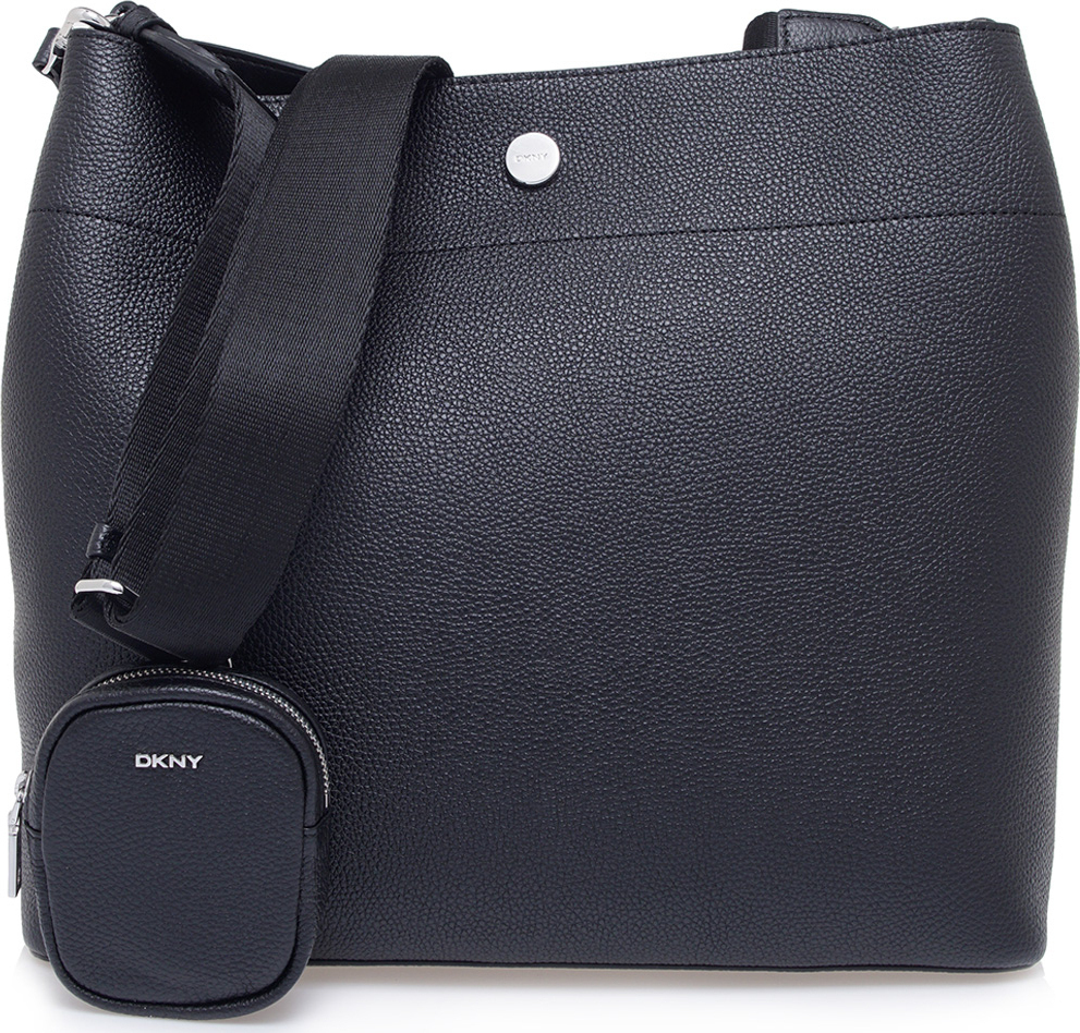 DKNY Winston R13CAP58 Δερμάτινη Γυναικεία Τσάντα Hobo 'Ωμου σε Μαύρο