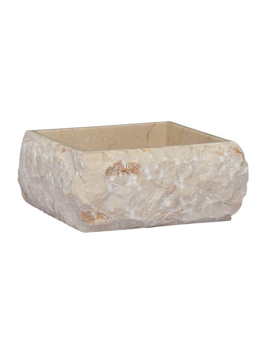 vidaXL Vessel Sink Stone 30x30x13cm Beige