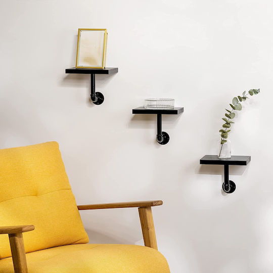 Shelves Wall 3pcs 15x20x18cm Black