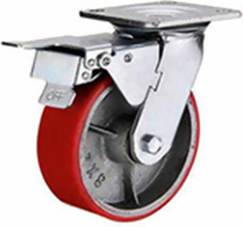 Ruotec Roată Rotativă Poliuretanică cu Frână 75x31mm