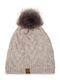 Caryn Pom Pom Beanie Beanie with Knit in Ecru color