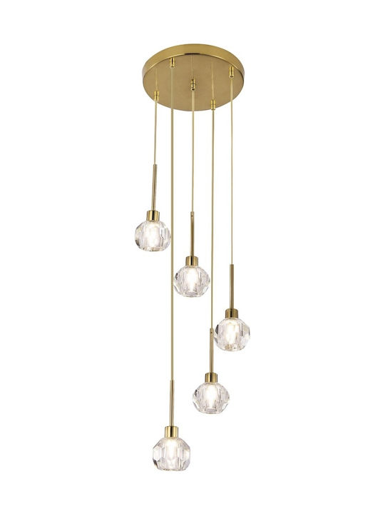 Rabalux Kassia Pendant Chandelier with Crystals for 5 Bulbs G9 Gold