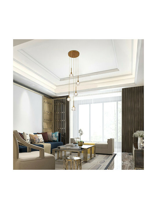 Rabalux Kassia Pendant Light Gold with Crystals for 5 Bulbs G9 27.5x11.5cm