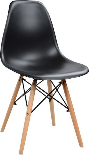 Twist PP Kitchen Polypropylene Chair Black Velvet-Black Metal 46.5x53x82cm