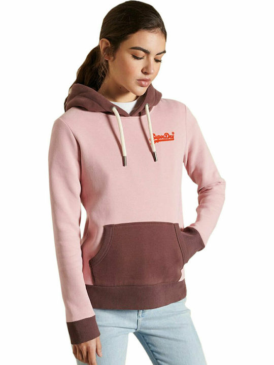 Superdry Γυναικείο Φούτερ με Κουκούλα Ροζ