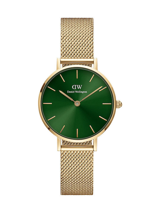 Daniel Wellington Petite Emerald Γυναικείο Ρολόι 28mm Μπαταρίας με Χρυσό Μεταλλικό Μπρασελέ