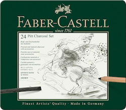 Faber-Castell Wf Pitt Graphite Σετ 24 Μολύβια Κάρβουνου Μπεζ