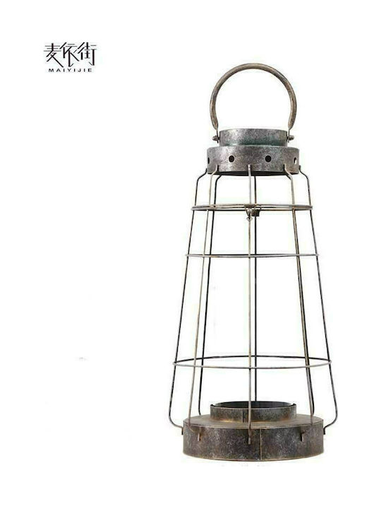 Lalos Old Lighthouse Lantern Metallic Tabletop Ασημί 14x14x29εκ. 1pcs