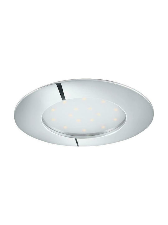 Eglo Pineda Στρογγυλό Πλαστικό Χωνευτό Σποτ με Ενσωματωμένο LED και Θερμό Λευκό Φως σε Ασημί χρώμα 10.2x10.2cm