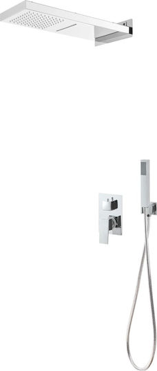 vidaXL Set Mischer, Handbrause & Duschkopf für Wandmontage für Dusche Edelstahl Silber