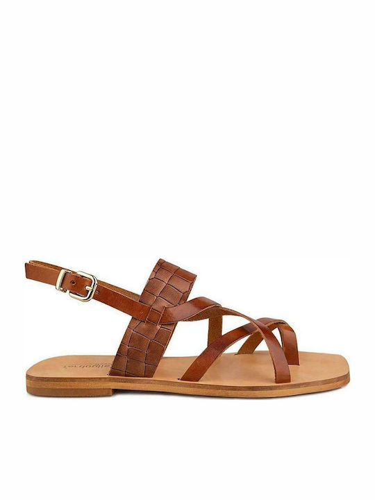 Fardoulis Leather Women's Sandals Tabac Brown