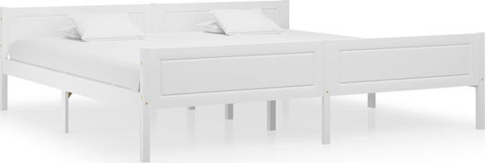 King Size Bett aus Massivholz Weiß für Matratze 200x200cm