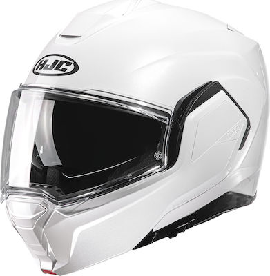 HJC i100 Pearl White Κράνος Μηχανής Flip-Up με Sunvisor