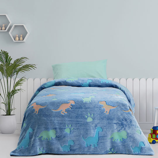 Kocoon Pătură Fleece Shiny Dinos Albastru 150x220cm